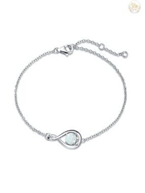 925 Sterling Silver Infinity Birthstone Bracelet Adjustable Lobster Claw